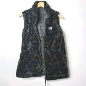 The North Face Women's Black “fur” Vest - reversible